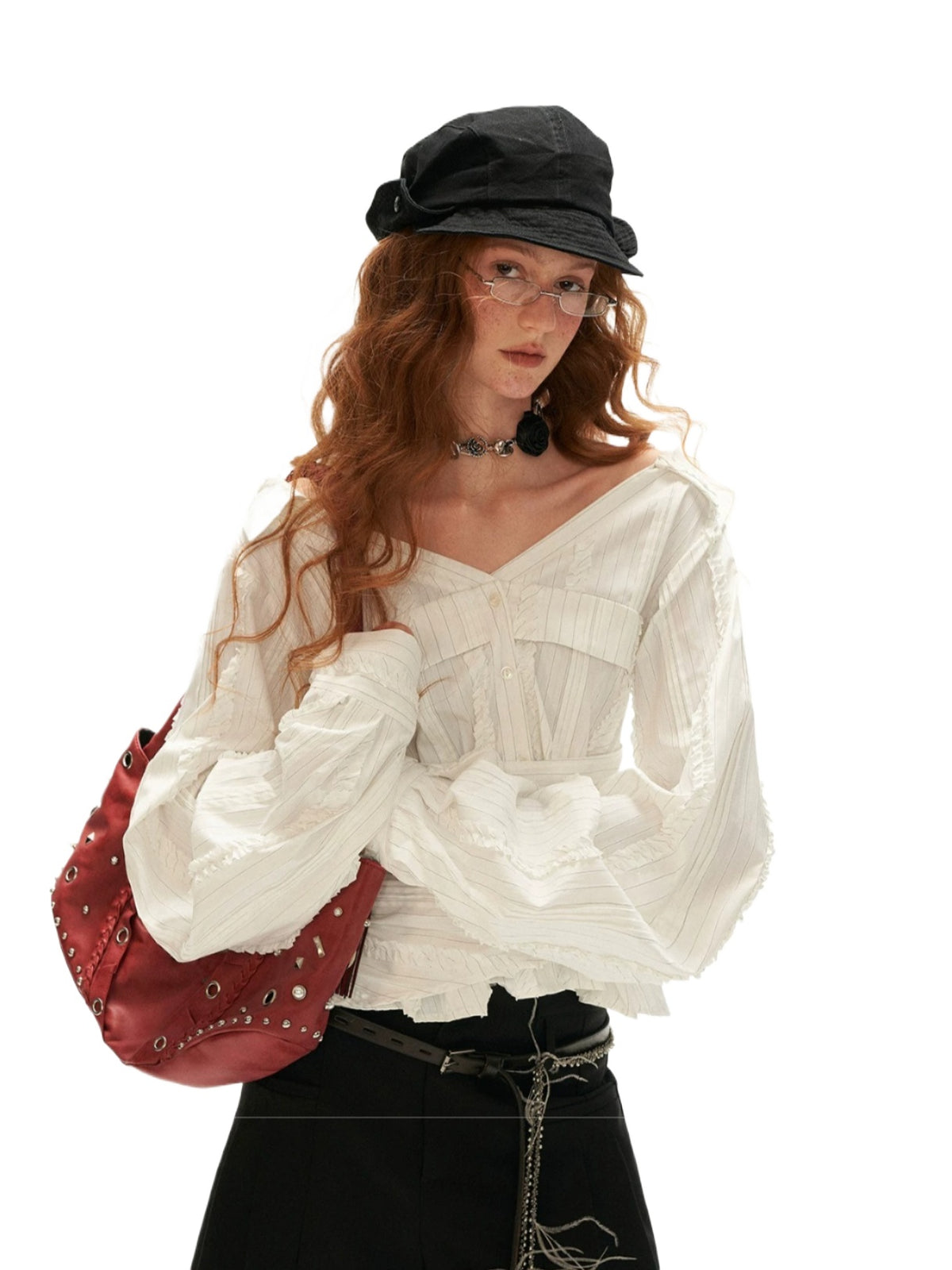 White Ruffled Off Shoulder Textured Blouse