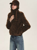 Vintage Cropped Plush Collar Coat