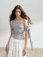Diagonal Strap Off-shoulder T-shirt