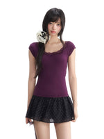 Lace Patchwork Purple Tee