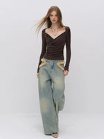 Draped Lace Tencel Top