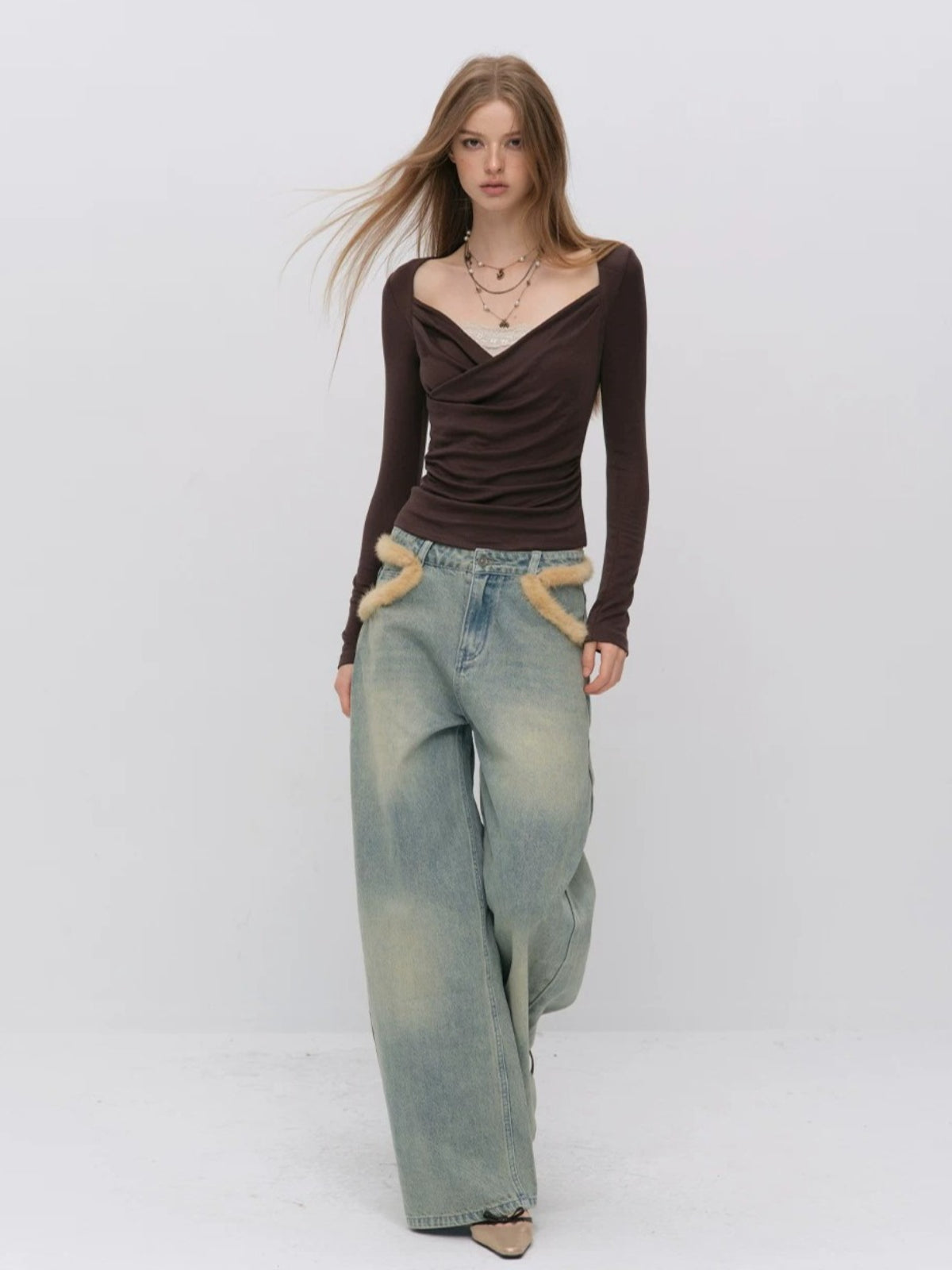 Draped Lace Tencel Top