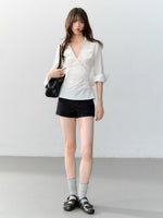Blue & White V-neck Pocket Shirt