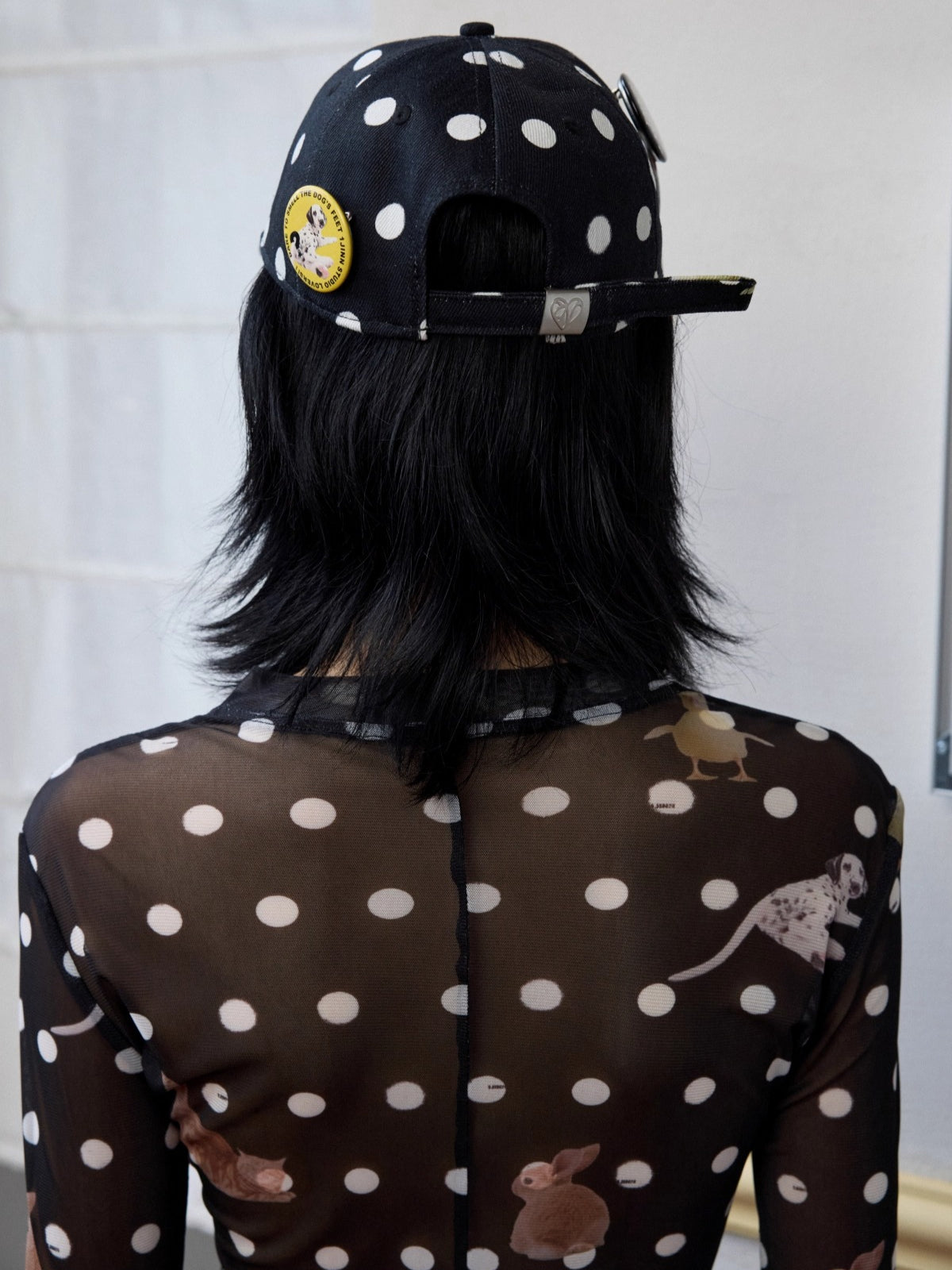 Badge Polka Dot Canvas Baseball Cap