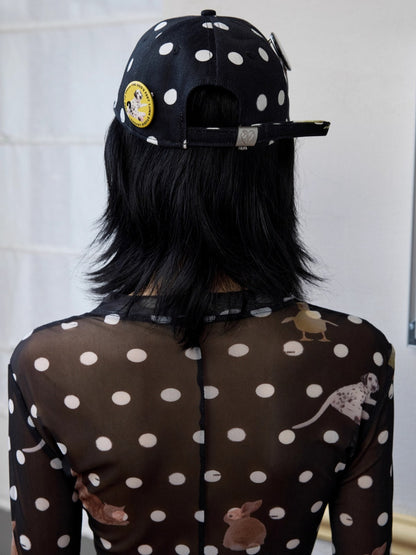 Badge Polka Dot Canvas Baseball Cap