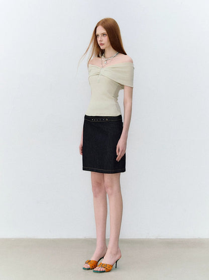 Twist Bardot Ribbed T-Shirt