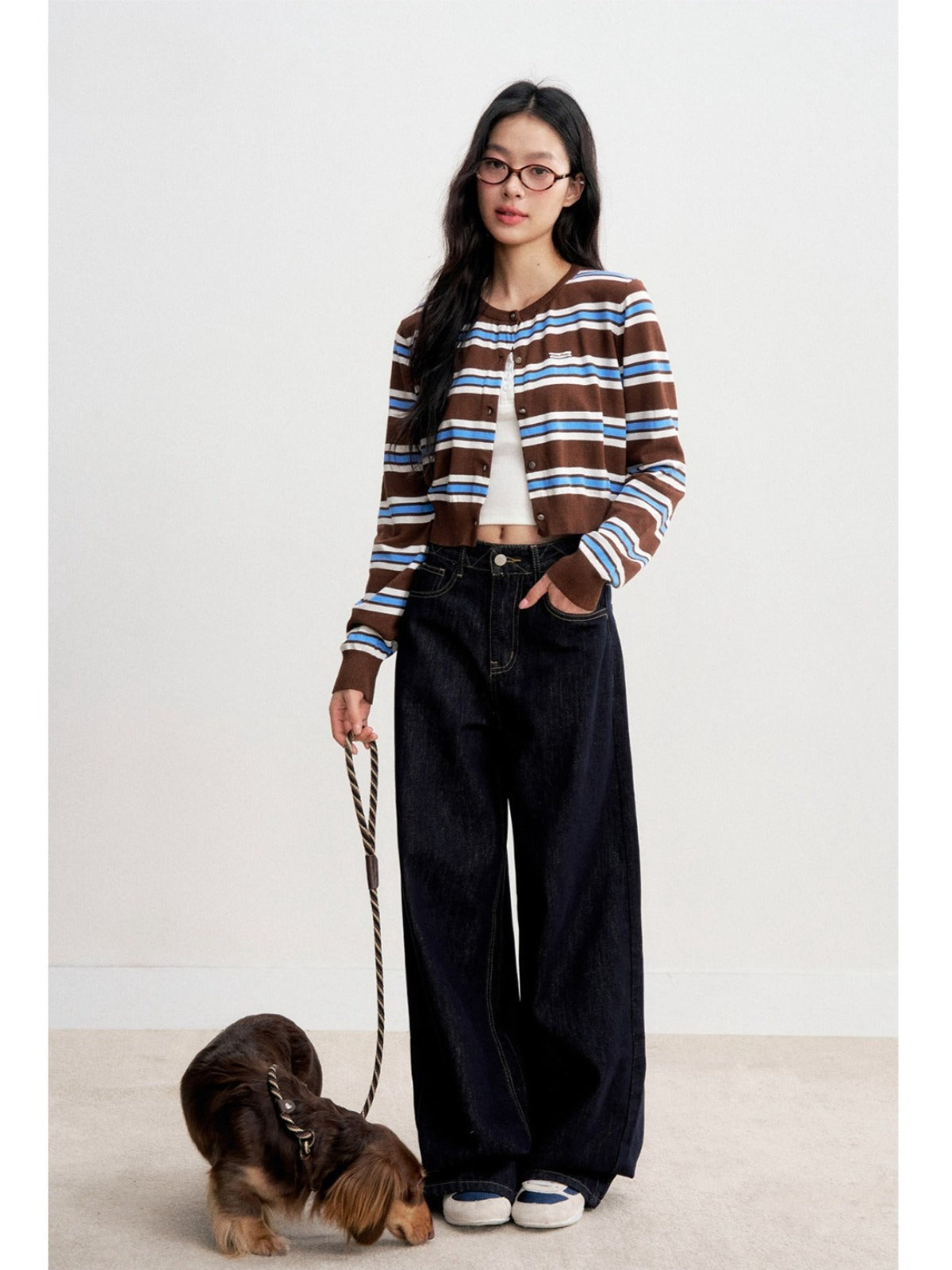 Contrast Pocket Straight Leg Jeans