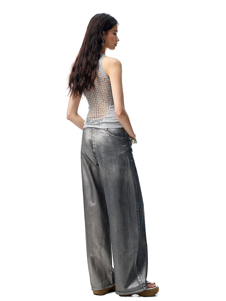 Hollow Out Cable Knit Sleeveless Tank Top