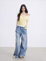 Rhinestone Heart Wide Leg Jeans