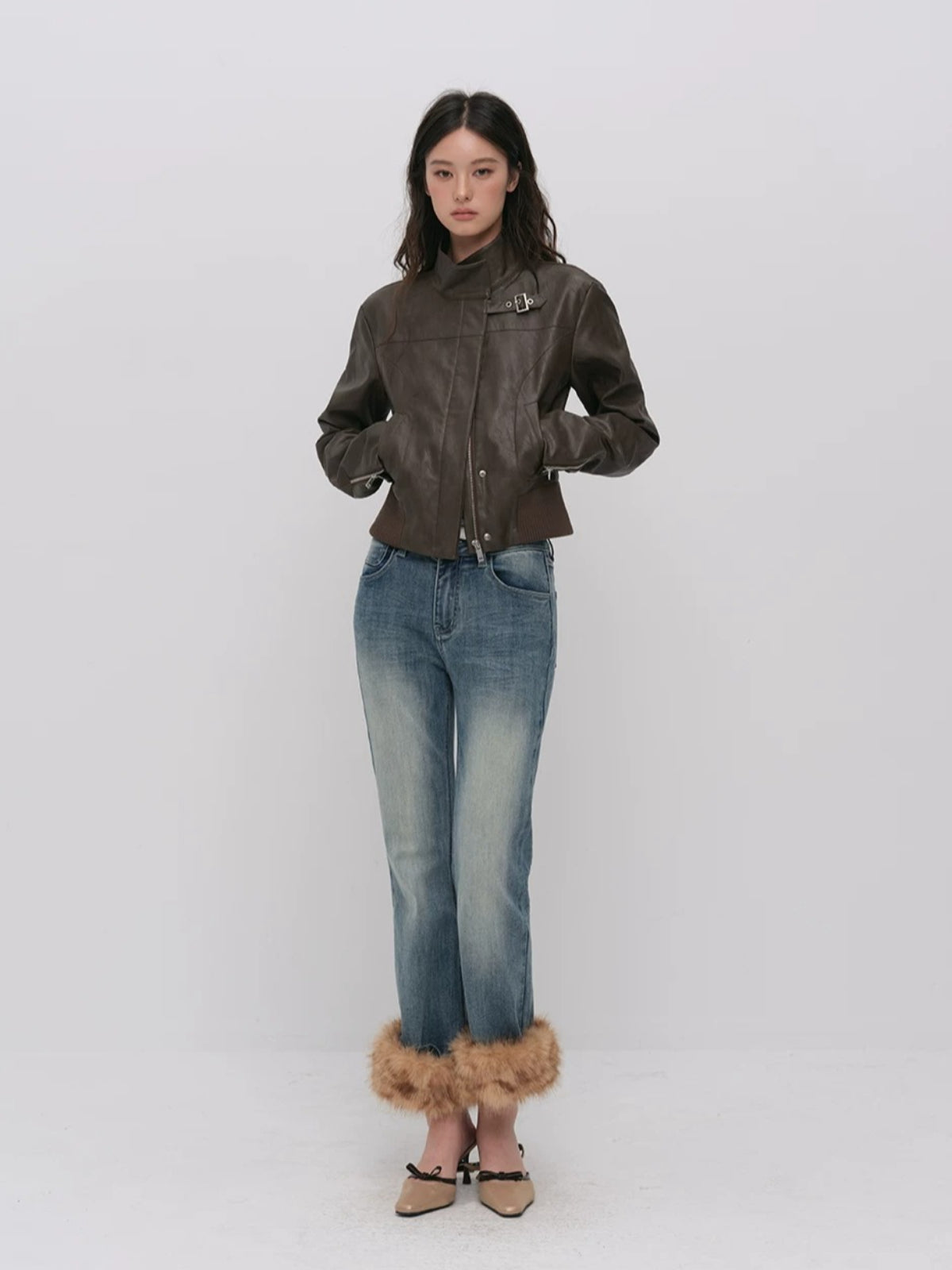 Vintage Fur Collar PU Jacket