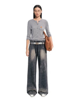 White & Blue Volcano Washed Denim Pants