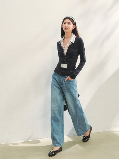 Fake Three-piece Contrast Color Polos