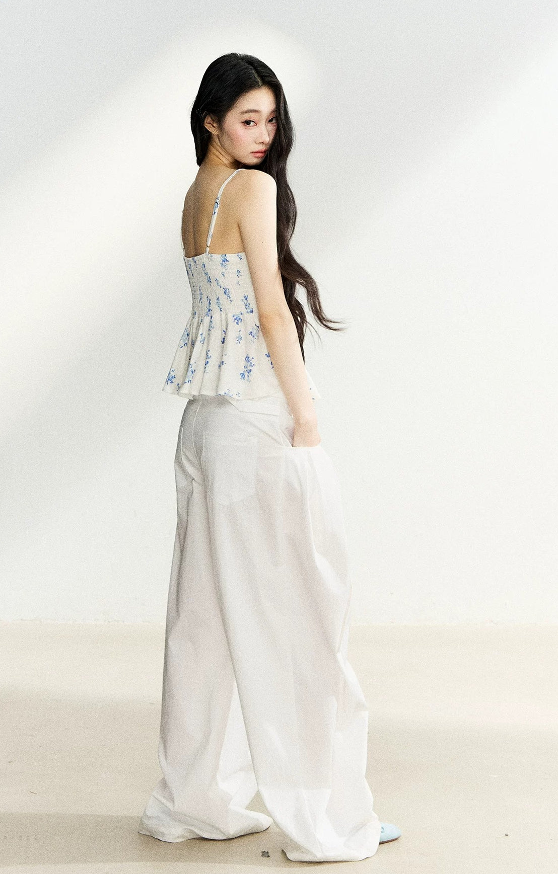 White Floral Tie Cami Top