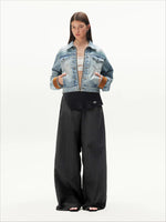 Asymmetric Panel Wide-Leg Knit Pants