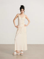 Gray & Beige Modal Tank & Skirt Set
