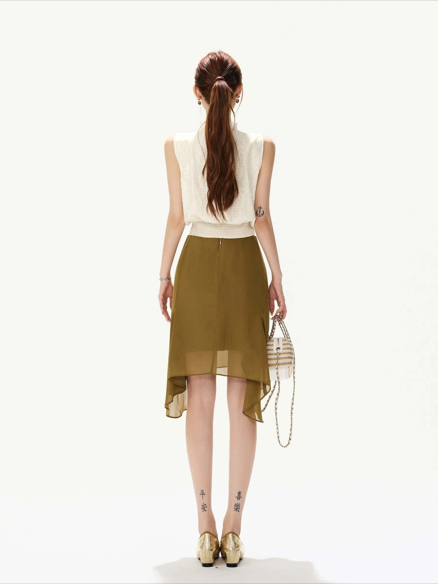 Lace Collar Chiffon Top