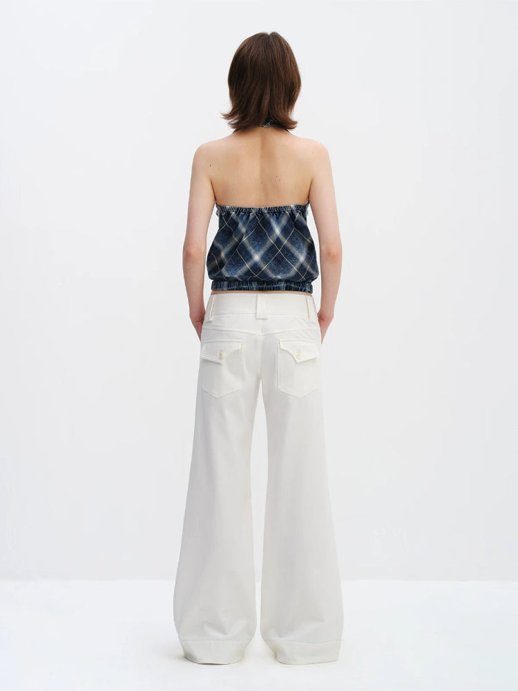 Classic Plaid Halter Backless Vest