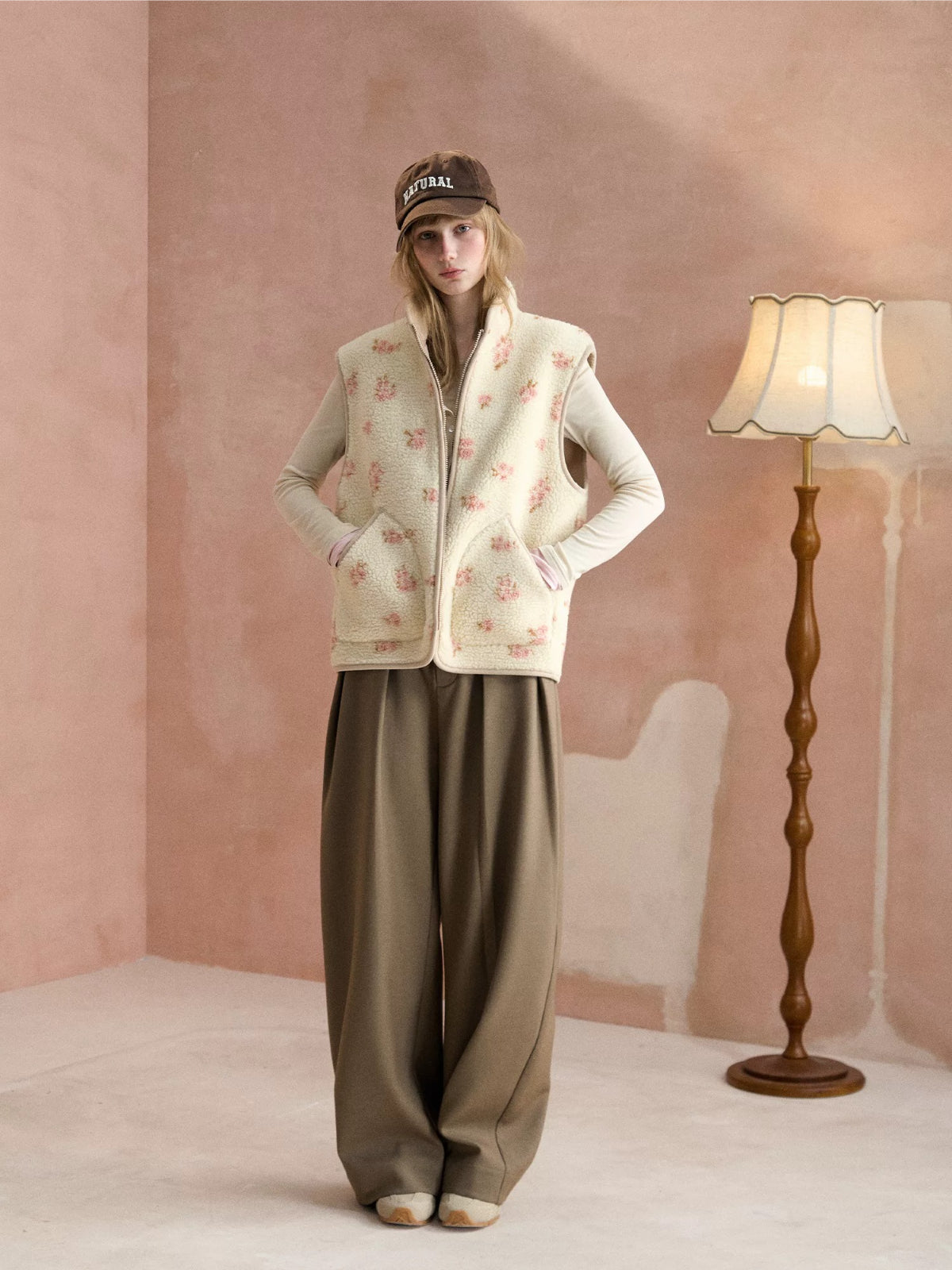 Floral Sherpa Fleece Vest