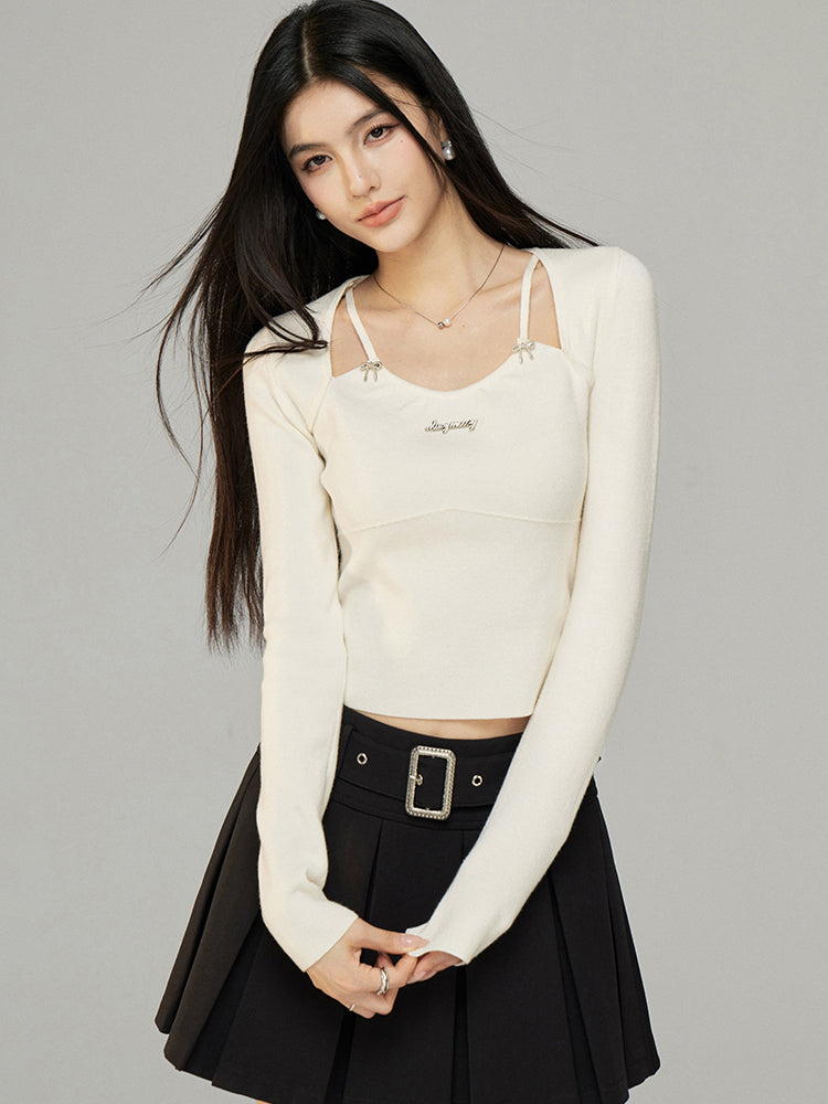 Black &amp; White Butterfly Knot Knit Top