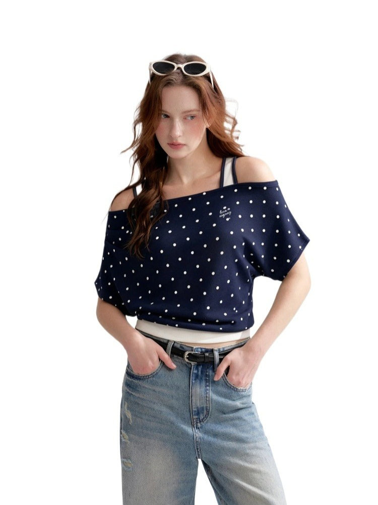 Polka Dot Contrast Top