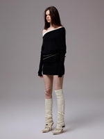 Black & Gray Asymmetric Layered Knit Dress