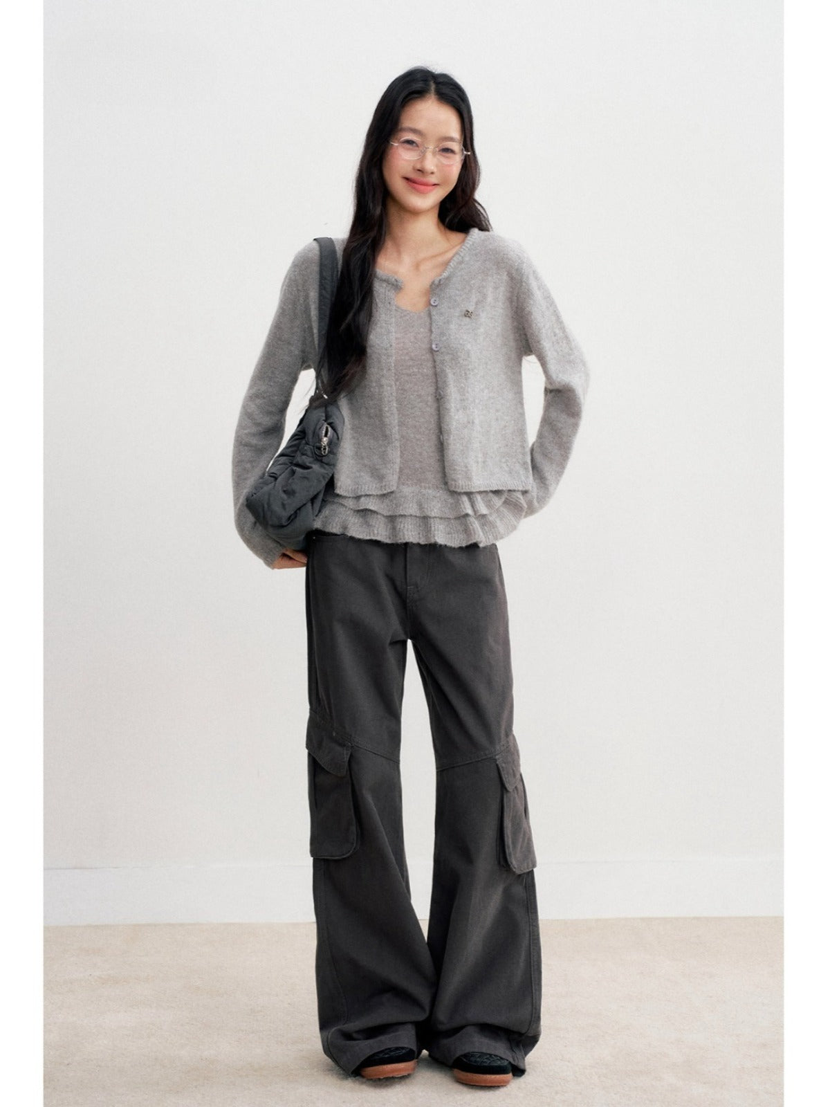 High Waist Cotton Cargo Pants