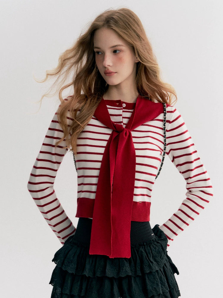 Striped Knit Cape Set