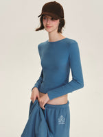 Ribbed Cotton Blend Cropped T-Shirt
