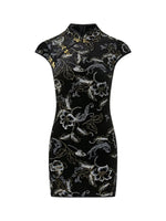 Black Velvet A-Line Qipao Dress