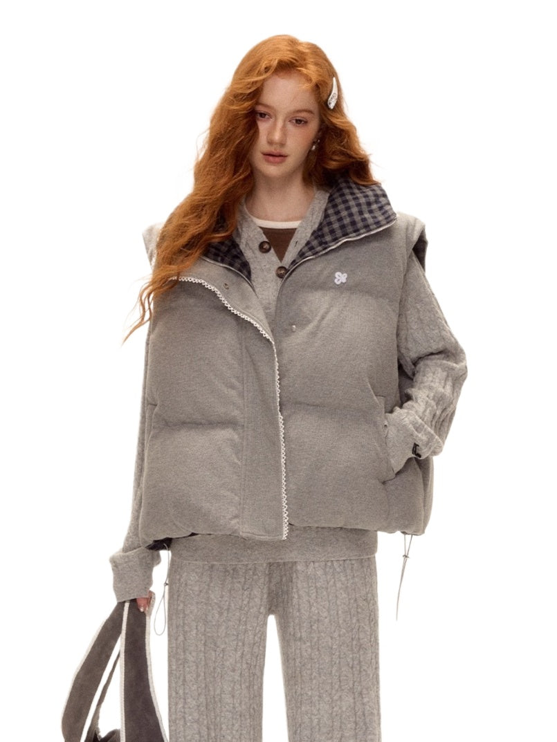 Reversible Check Lace Vest