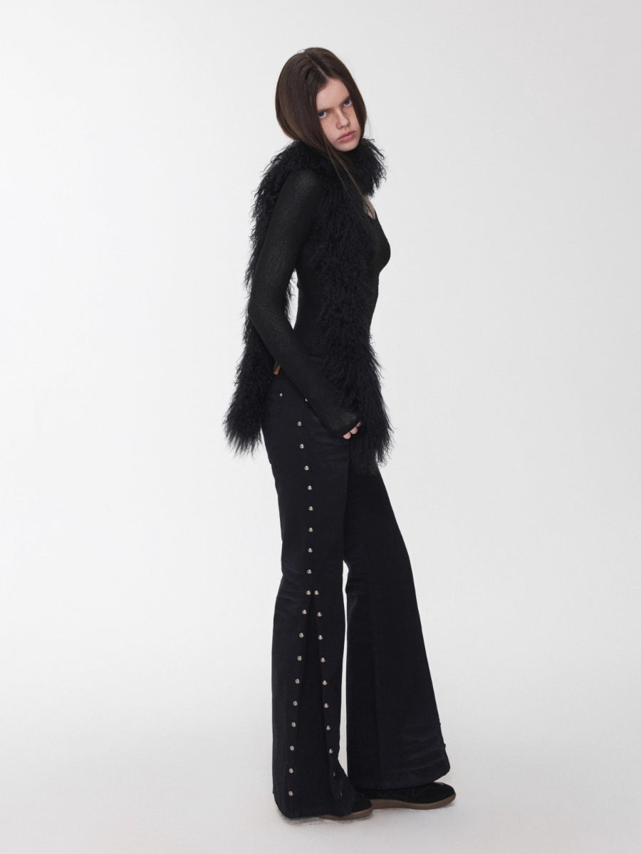 Ombre Shearling Wool Long Scarf