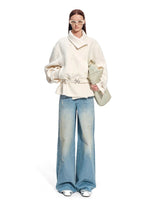 "Djembe Series" 90% Wool Bouclé Layered-Collar Wool Jacket