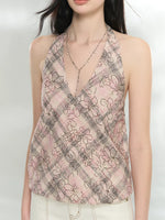 Floral Halter V-Neck Top