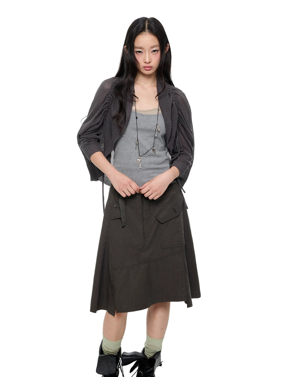 Korean Drawstring Knit Cardigan