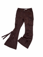 Suede Studded Cargo Flare Pants