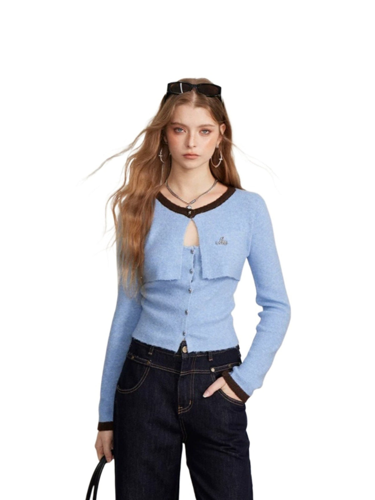 Layered Faux Two-Piece Knit Sweater