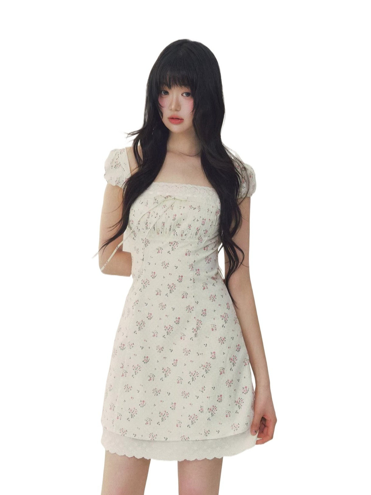 Floral Polka Waist Dress