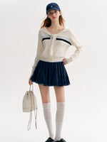 Beige Sailor Cardigan Set