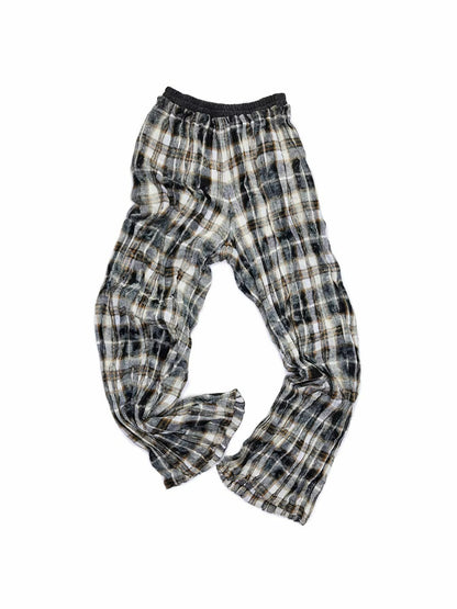 Plaid Crinkle Cargo Pants