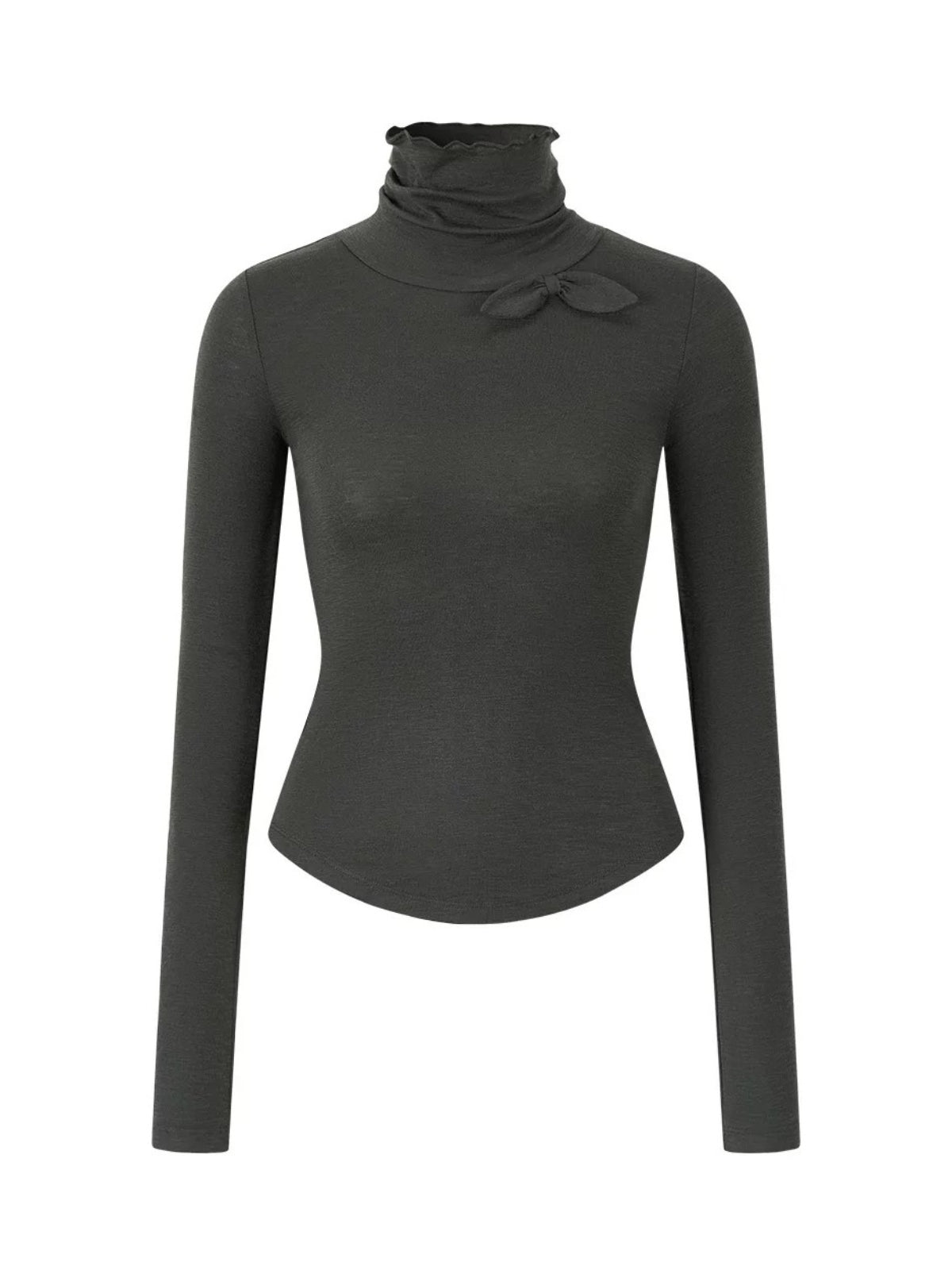 Bowknot Turtleneck Wool Top