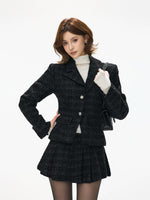 Vintage Plaid Wool Jacket & Skirt Set