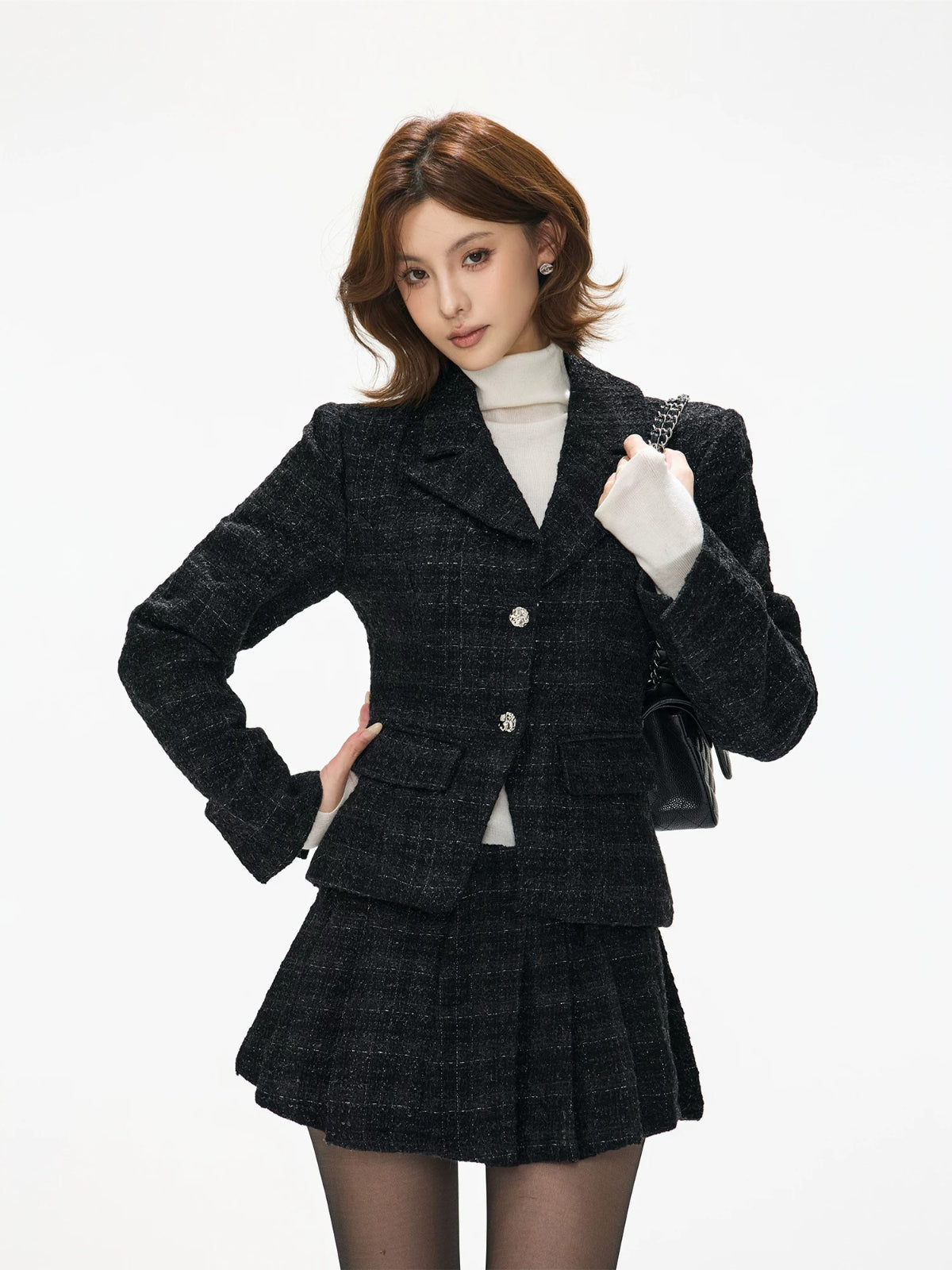 Vintage Plaid Wool Jacket &amp; Skirt Set