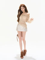 Embroidered Satin Skort