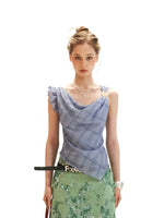 Asymmetric Pearl Chiffon Layered Top
