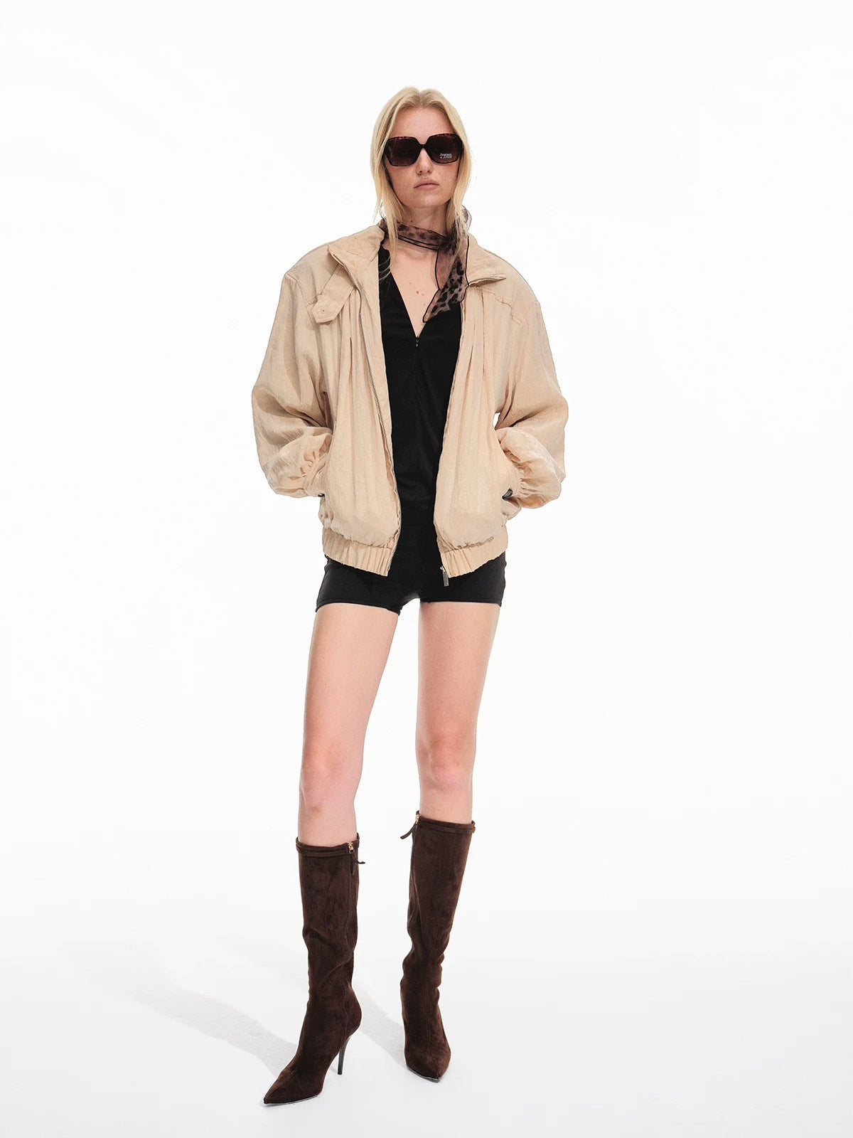 Lyocell Stand Collar Cocoon Jacket