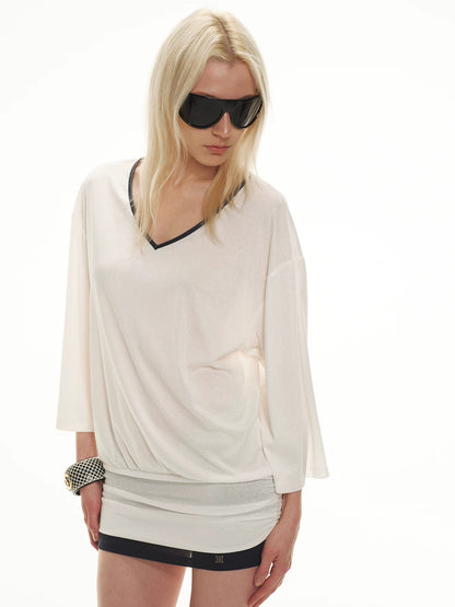 Contrast V Neck Dress