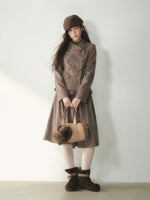 Vintage Double-Breasted Jacket & Midi Skirt Set