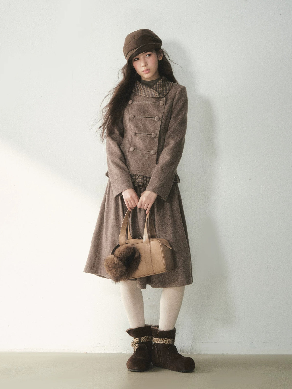 Vintage Double-Breasted Jacket &amp; Midi Skirt Set