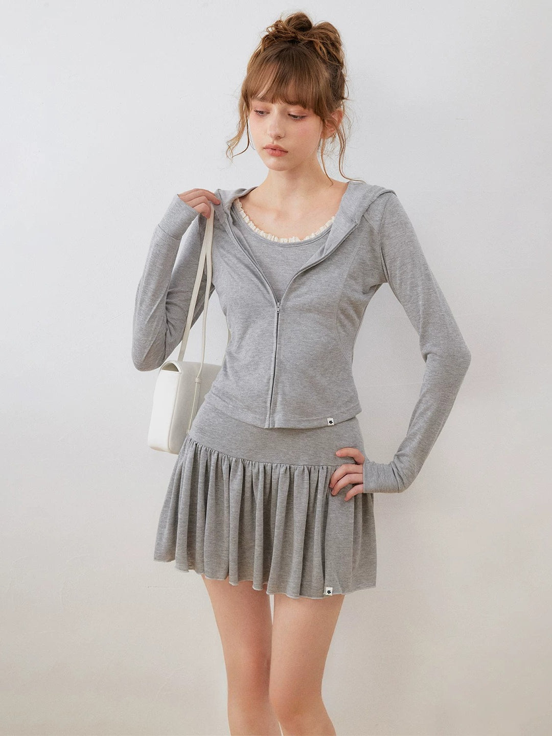 Lace Hooded Skirt Set