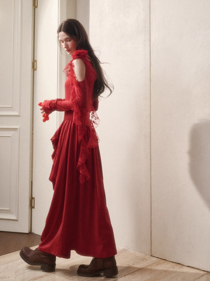 Berry Glaze Off-Shoulder Knit Maxi Dress